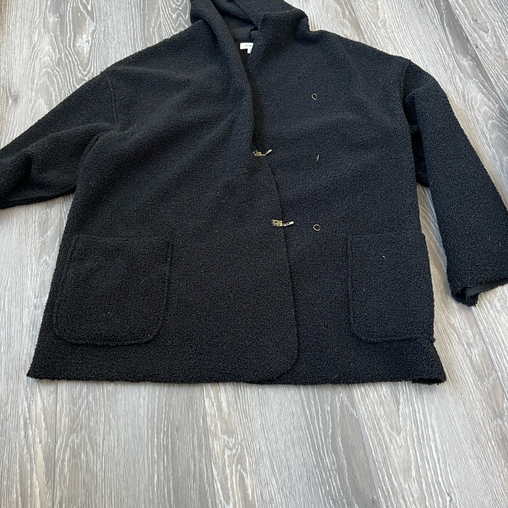 Max Studio Black Hooded Jacket with Toggle Closures
